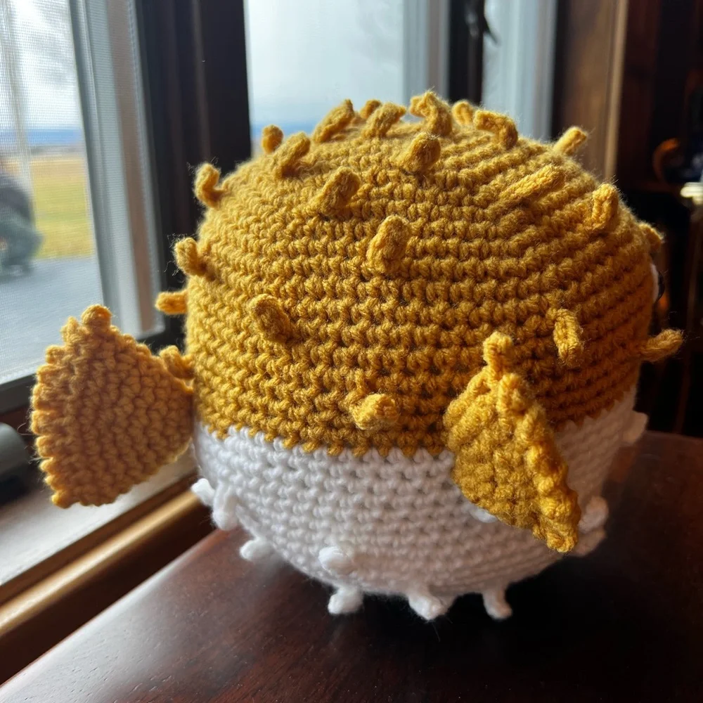 Hand Crocheted Ziggy the Puffer Fish Stuffed Animal Plushie! - Picture 9 of 13
